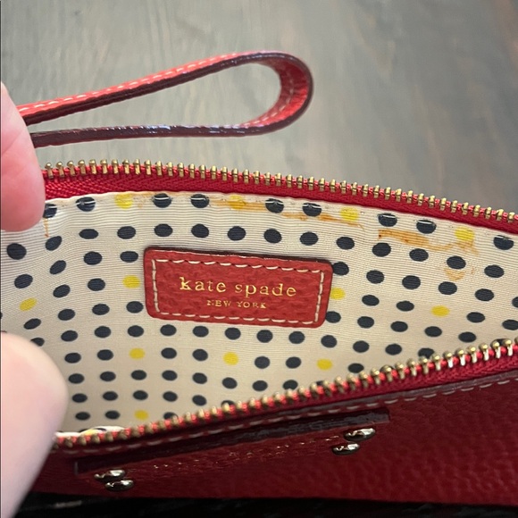 Kate Spade Vibrant Red Pebbled Leather Wristlet - Picture 3 of 4